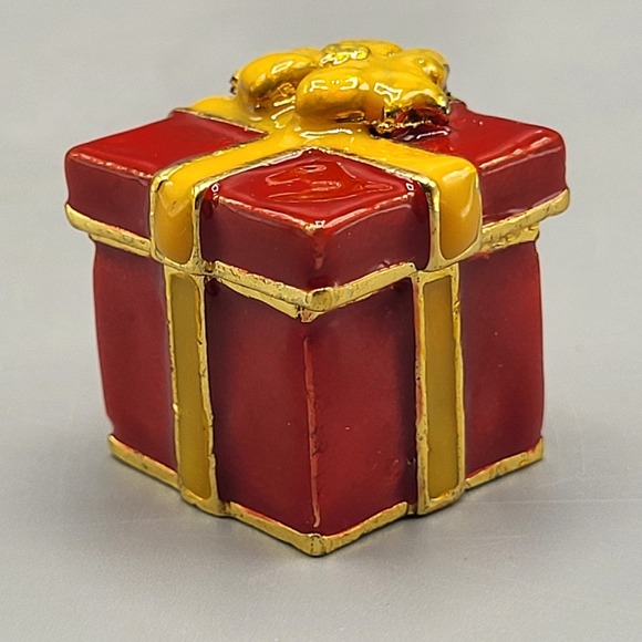 Work of Art Other - Work of Art Trinket Box Miniature Red Gift Present Holiday Enameled Magnetic Red